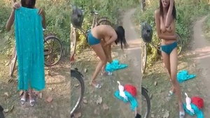 Naked Indian woman caught in the act of pleasure