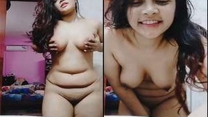 Desi babe flaunts her big tits and pussy in a steamy video