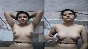 Pretty Indian girl flaunts her breasts and vagina