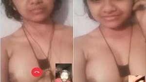 Desi beauty flaunts her large breasts on video call