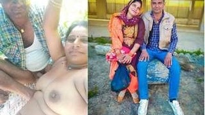 Desi couple enjoys outdoor sex on a bed