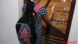 Indian student gets naughty with her teacher in a bathroom