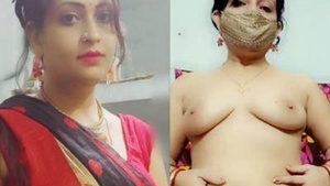 Deepika Bhabhi in black saree masturbates and tries to pee