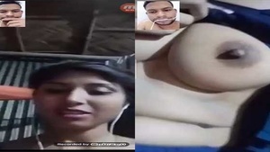 Dehati flaunts her smooth pussy on a video call