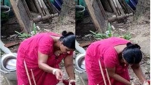 Exclusive video of auntie's naked breasts during rag brushing