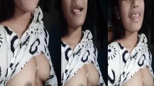 A sweet college student from Bangladesh reveals her breasts
