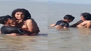 Desi girl gets wild in the river with outdoor sex