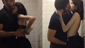 Cute Marina Fraga gets public sex with her boyfriend in a bathroom