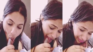 First-person POV of a sexy Indian girl giving a blowjob