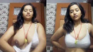 Indian girl with big boobs gets naughty in casting video