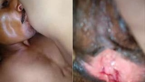 Desi wife pleasures herself with licking and fucking