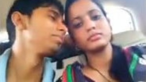 Desi couple shares a passionate kiss in a car