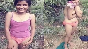 Shy Tamil village girl hides her breasts from public view