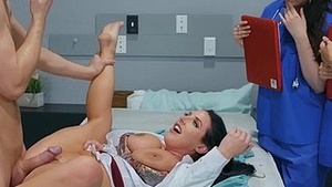 Markus Dupree gives a blowjob to Angela White while wearing only a surgical mask in this video