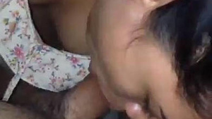 Adorable young girl gives oral pleasure