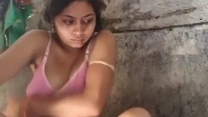 Amateur wife enjoys a bath in the village