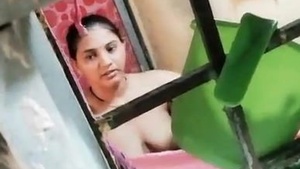 Spy camera captures cute bhabhi bathing nude in private